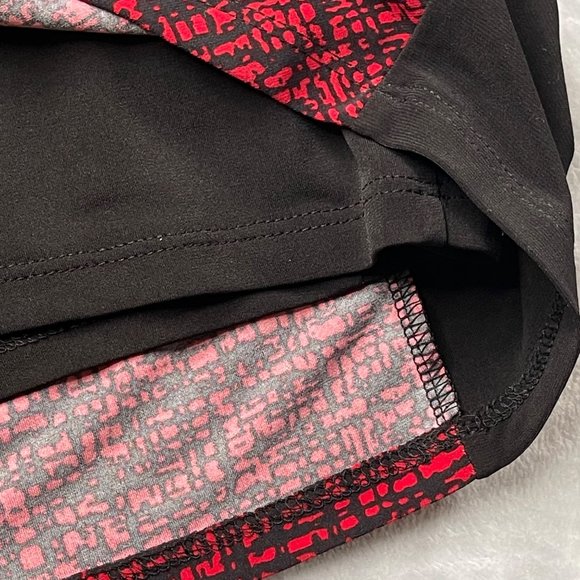 Lauren Ralph Lauren Dress 14W Red Black Print Jersey Ruched Gathered Slimming - Picture 3 of 14